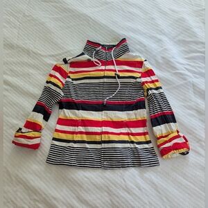 AMI Striped Cotton Spring Jacket Size S Women's Cuffable Sleeves Nantucket Vibes